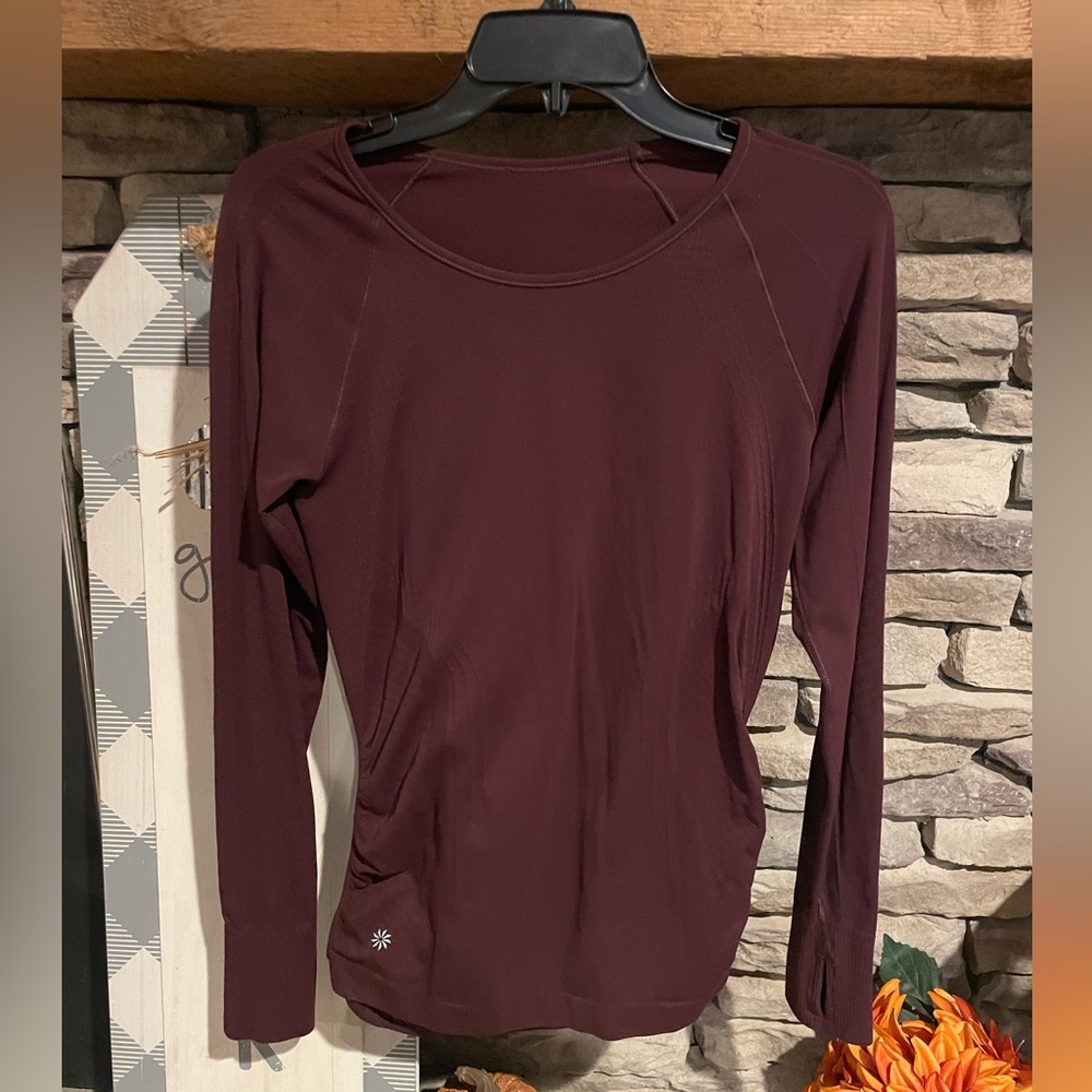 Athleta Maroon Cinched Long Sleeve